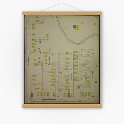 Old map wall art mockup — magnetic wood frame on white wall — Sanborn Fire Insurance Map from Kenosha, Kenosha County, Wisconsin. (1918), Sheet 6