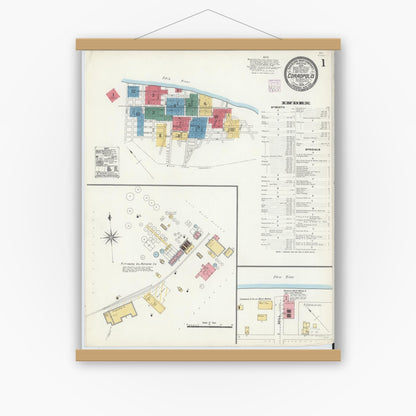 Old map wall art mockup — magnetic wood frame on white wall — Sanborn Fire Insurance Map from Coraopolis, Allegheny County, Pennsylvania (1906) - Complete Map Set