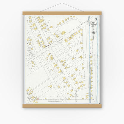 Old map wall art mockup — magnetic wood frame on white wall — Sanborn Fire Insurance Map from Lakeview, Logan County, Ohio (1929), Sheet #0003