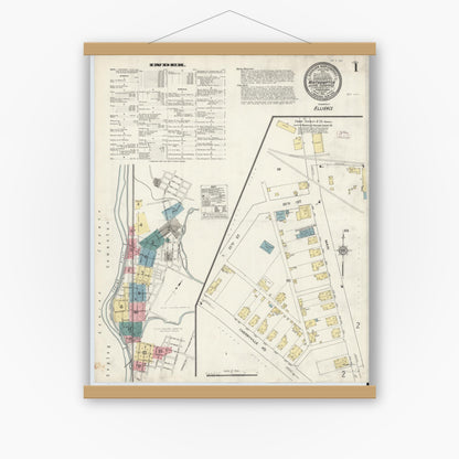 Old map wall art mockup — magnetic wood frame on white wall — Sanborn Fire Insurance Map from Northampton, Northampton County, Pennsylvania (1911), Sheet #0001