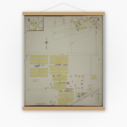 Old map wall art mockup — magnetic wood frame on white wall — Sanborn Fire Insurance Map from New Providence, Union County, New Jersey (1944), Sheet #0005