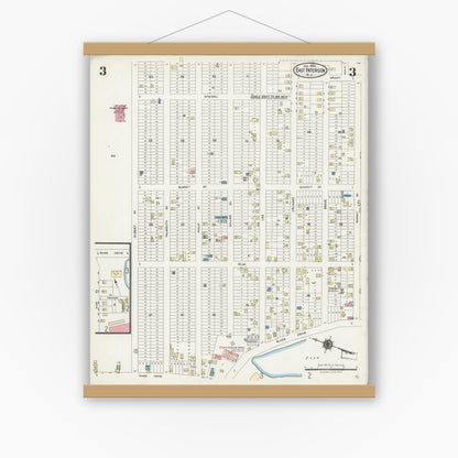 Old map wall art mockup — magnetic wood frame on white wall — Sanborn Fire Insurance Map from East Paterson, Bergen County, New Jersey (1925), Sheet #0003