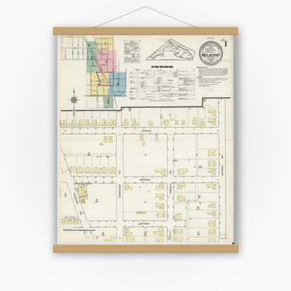 Old map wall art mockup — magnetic wood frame on white wall — Sanborn Fire Insurance Map from Mulberry, Polk County, Florida (1914) - Complete Map Set