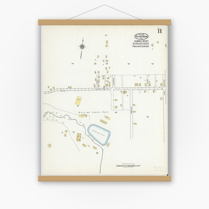 Old map wall art mockup — magnetic wood frame on white wall — Sanborn Fire Insurance Map from Selins Grove, Snyder County, Pennsylvania (1921), Sheet #0011