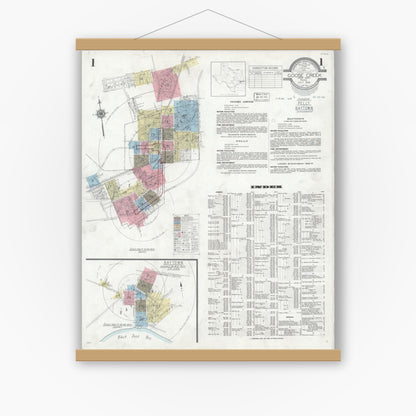 Old map wall art mockup — magnetic wood frame on white wall — Sanborn Fire Insurance Map from Goose Creek, Harris County, Texas (1939) - Complete Map Set