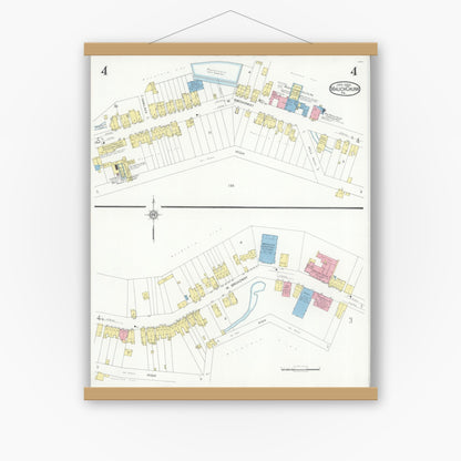 Old map wall art mockup — magnetic wood frame on white wall — Sanborn Fire Insurance Map from Mauch Chunk, Carbon County, Pennsylvania (1930), Sheet #0004