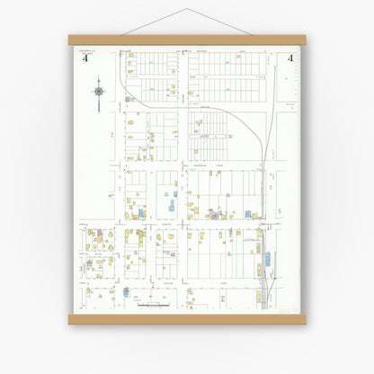 Old map wall art mockup — magnetic wood frame on white wall — Sanborn Fire Insurance Map from Lewiston, Niagara County, New York (1940), Sheet #0004