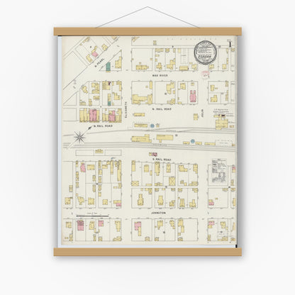 Old map wall art mockup — magnetic wood frame on white wall — Sanborn Fire Insurance Map from Osborn, Greene County, Ohio (1895), Sheet #0001